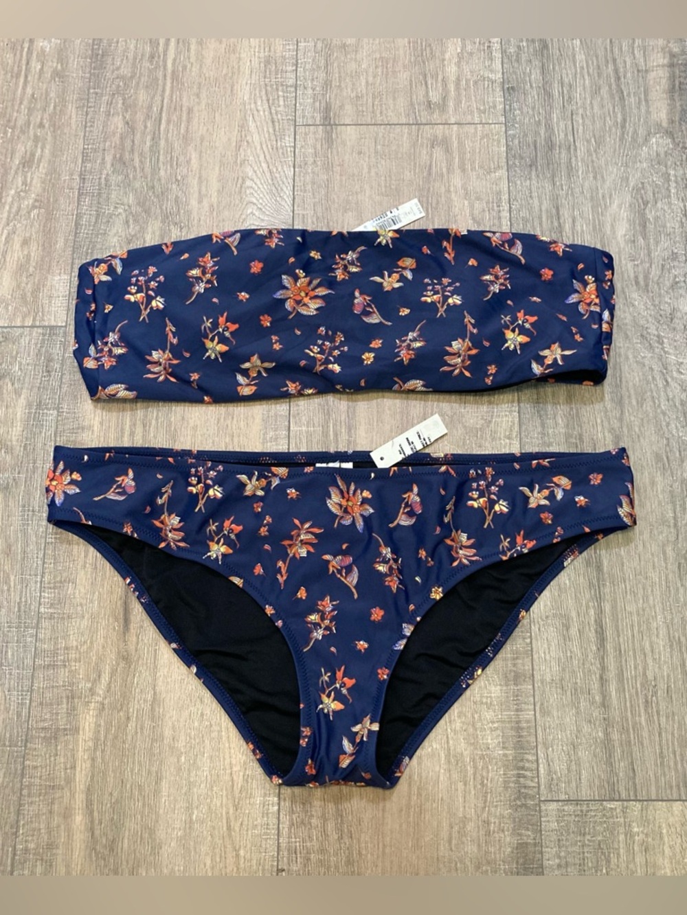Madewell 2pc. Swimsuit Second Wave Classic Bikini Sz XXL Floral Reef Navy NEW